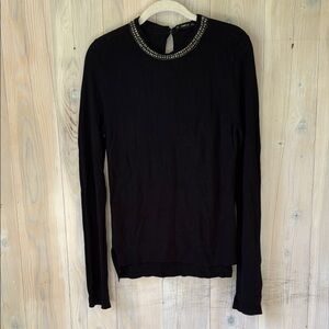 Zara Top with rhinestone detail on collar Size M